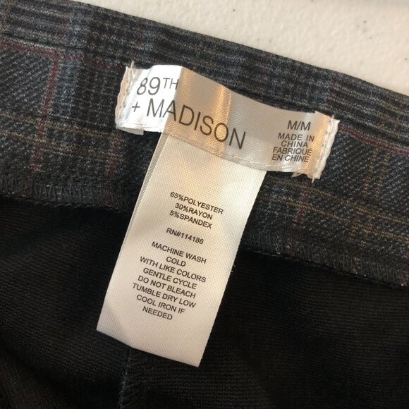 89th + Madison Womens Pull On Dress Pants Skinny Plaid Stretch Gray M - Picture 4 of 4